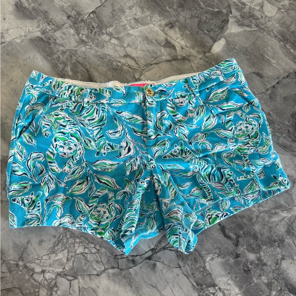 Lilly Pulitzer Callahan Knit 5” Short Turquoise Oasis Outta Line Size 12